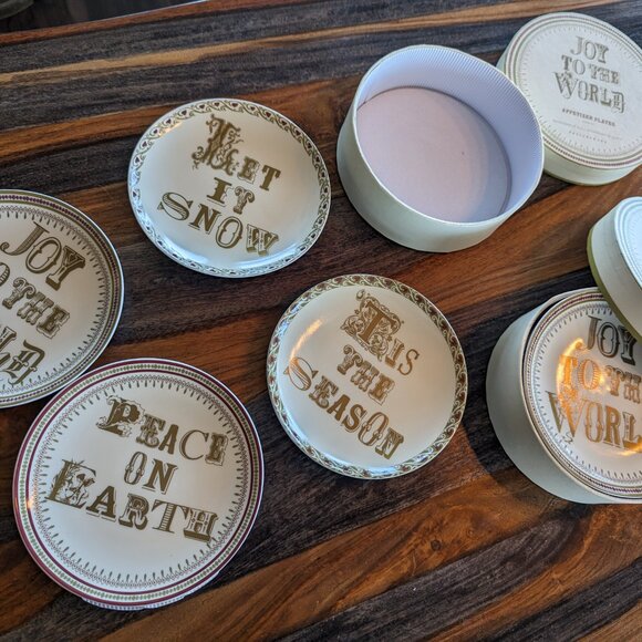 Pottery Barn Joy to the World Appetizer Plates - 2 sets - Picture 6 of 9